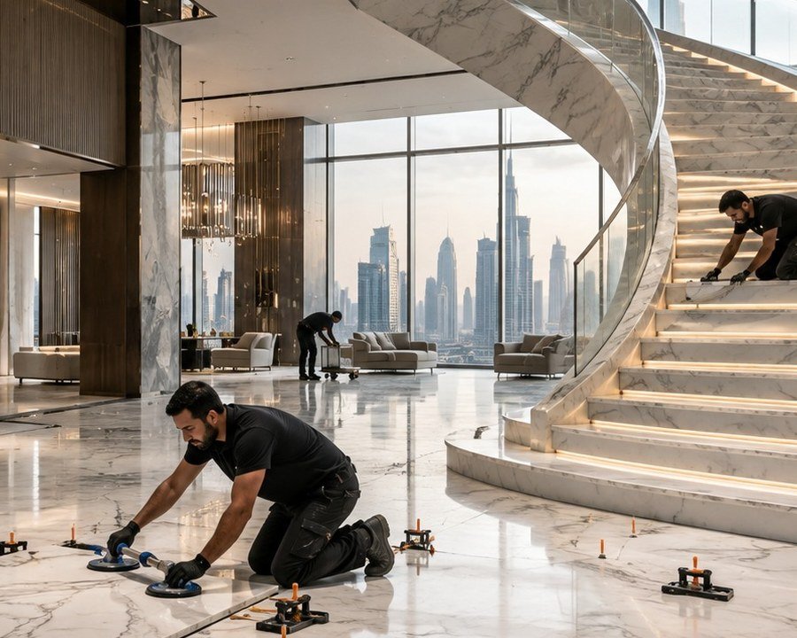 Representative marble installation project for Abu Dhabi
