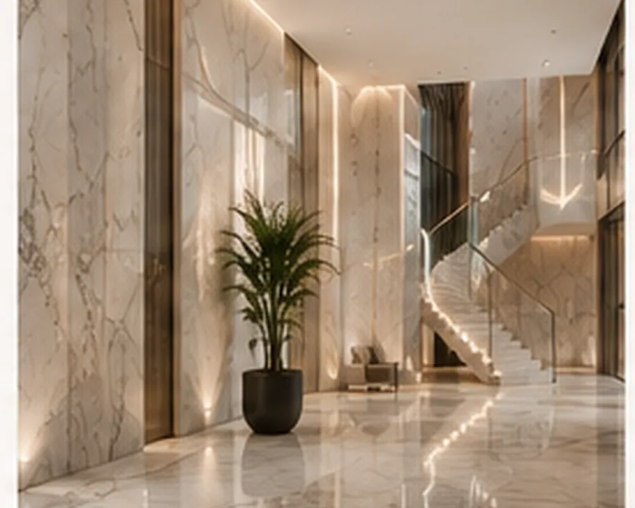 Representative marble installation and finishing work for Dubai project coverage