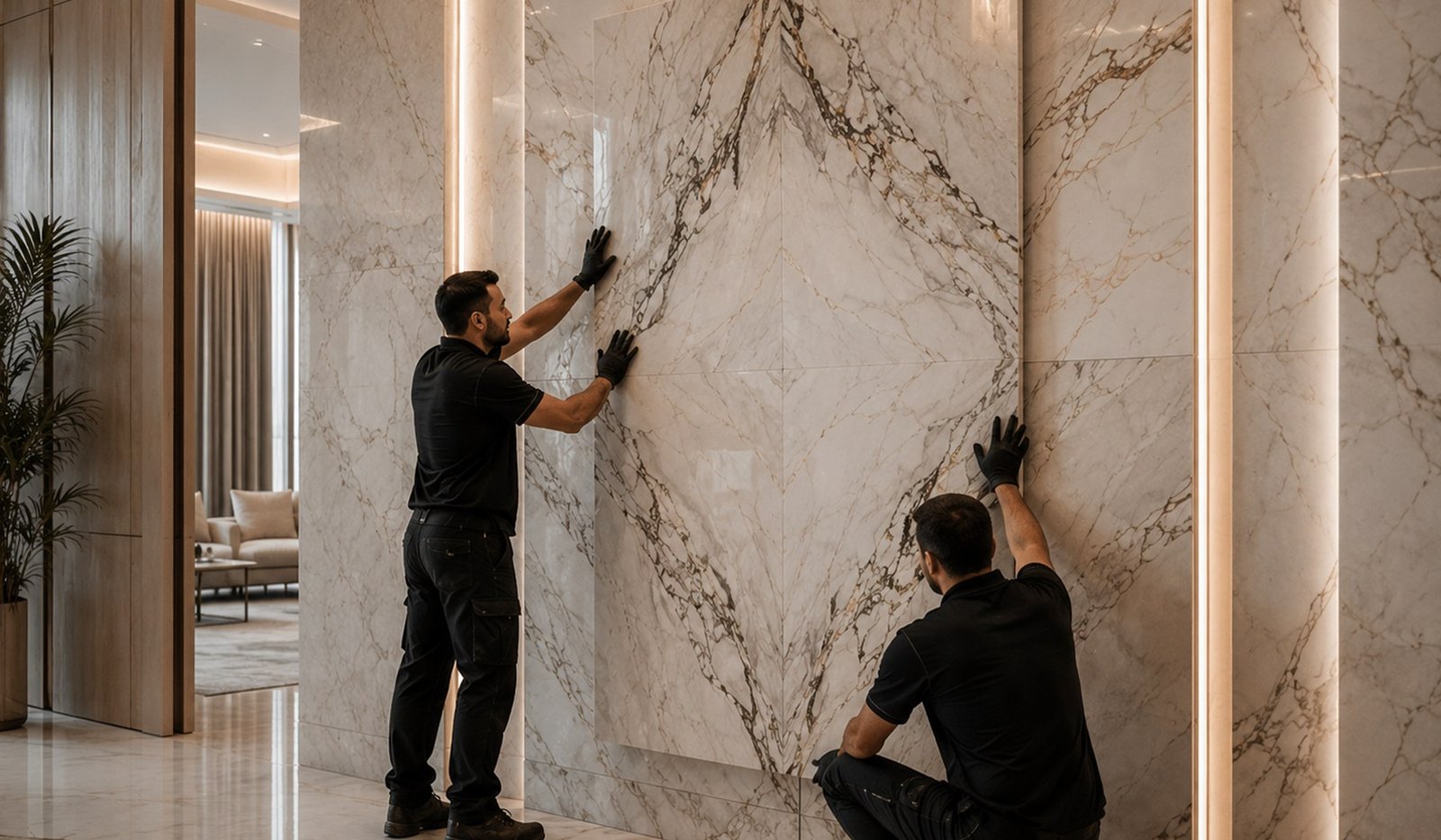 Representative large-format stone installation visual for the multi-location delivery statement