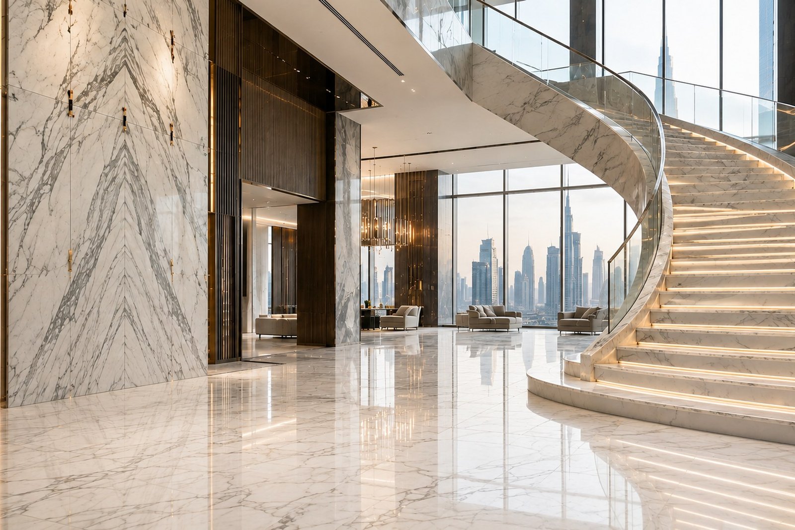 Representative luxury marble villa interior used temporarily for the Akoya Oxygen 604 Villas case study until original project photography is uploaded