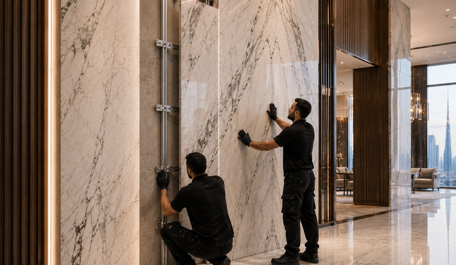 Representative marble installation image used as a temporary visual for the large residential delivery statement
