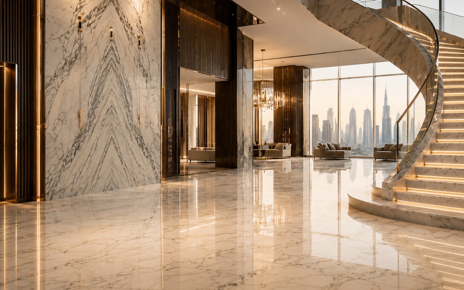 Temporary representative stone interior for the Jebel Ali Al Sahel labor accommodation case study