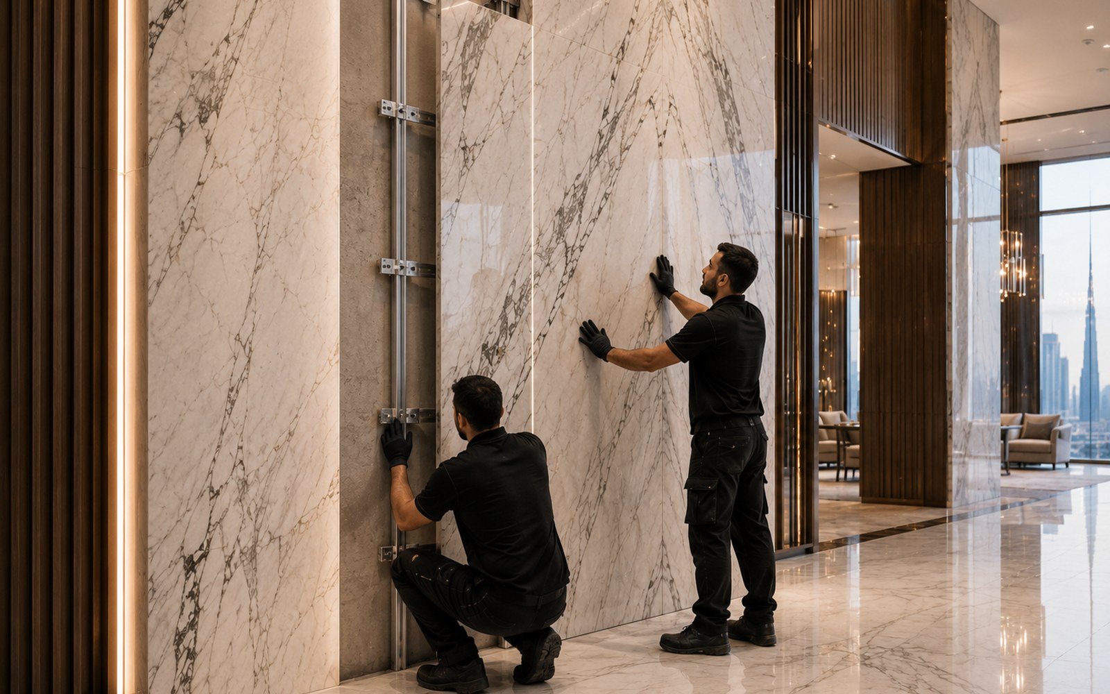 Representative premium stone interior for the Strata Project Silk industrial experience statement