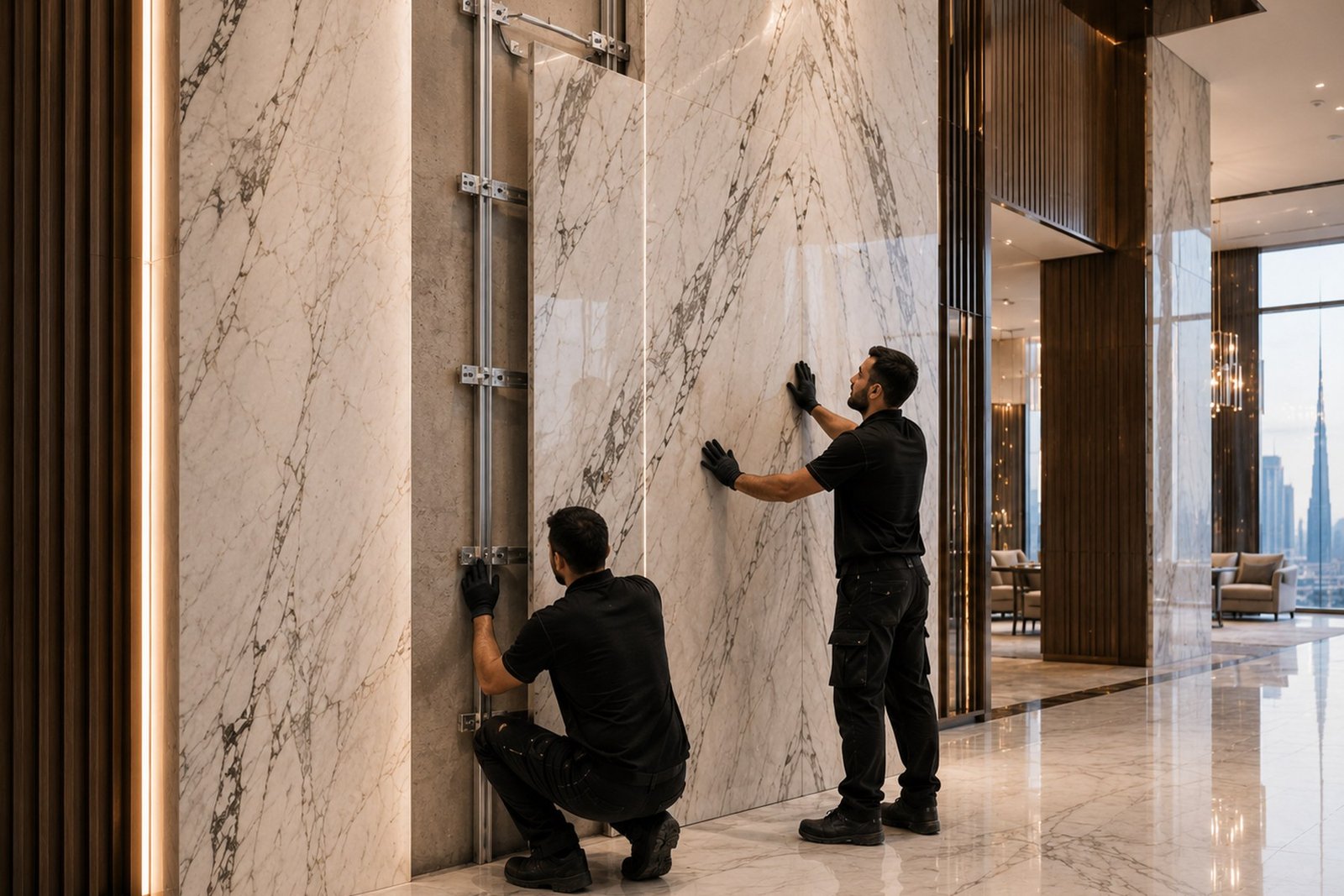 Temporary representative commercial marble interior image for the TAK Construction G+4 Labor Camp case study until original project photos are uploaded