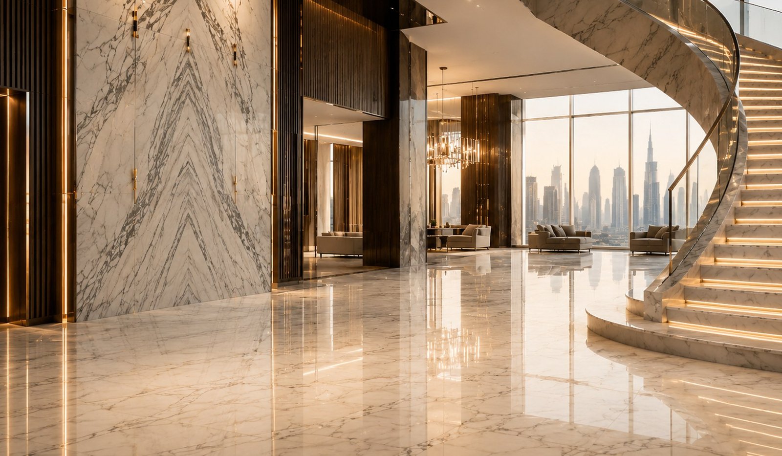 Representative polished stone interior used for the multi-floor project experience statement