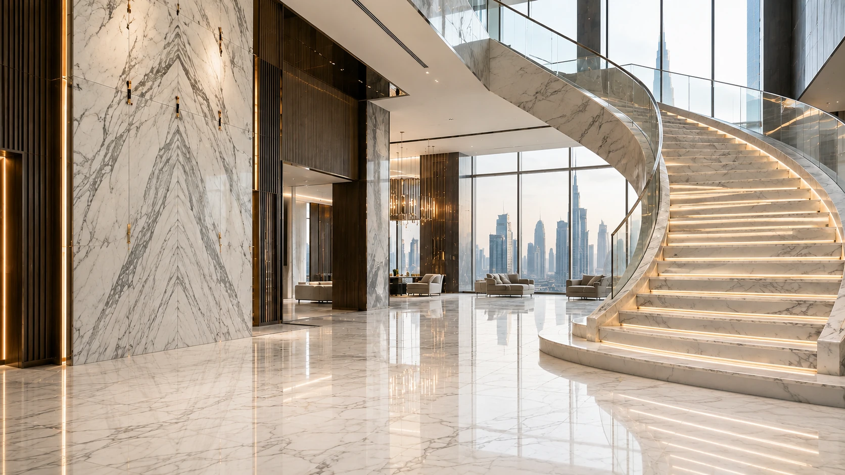Design preview of large-format marble flooring used only for homepage layout review
