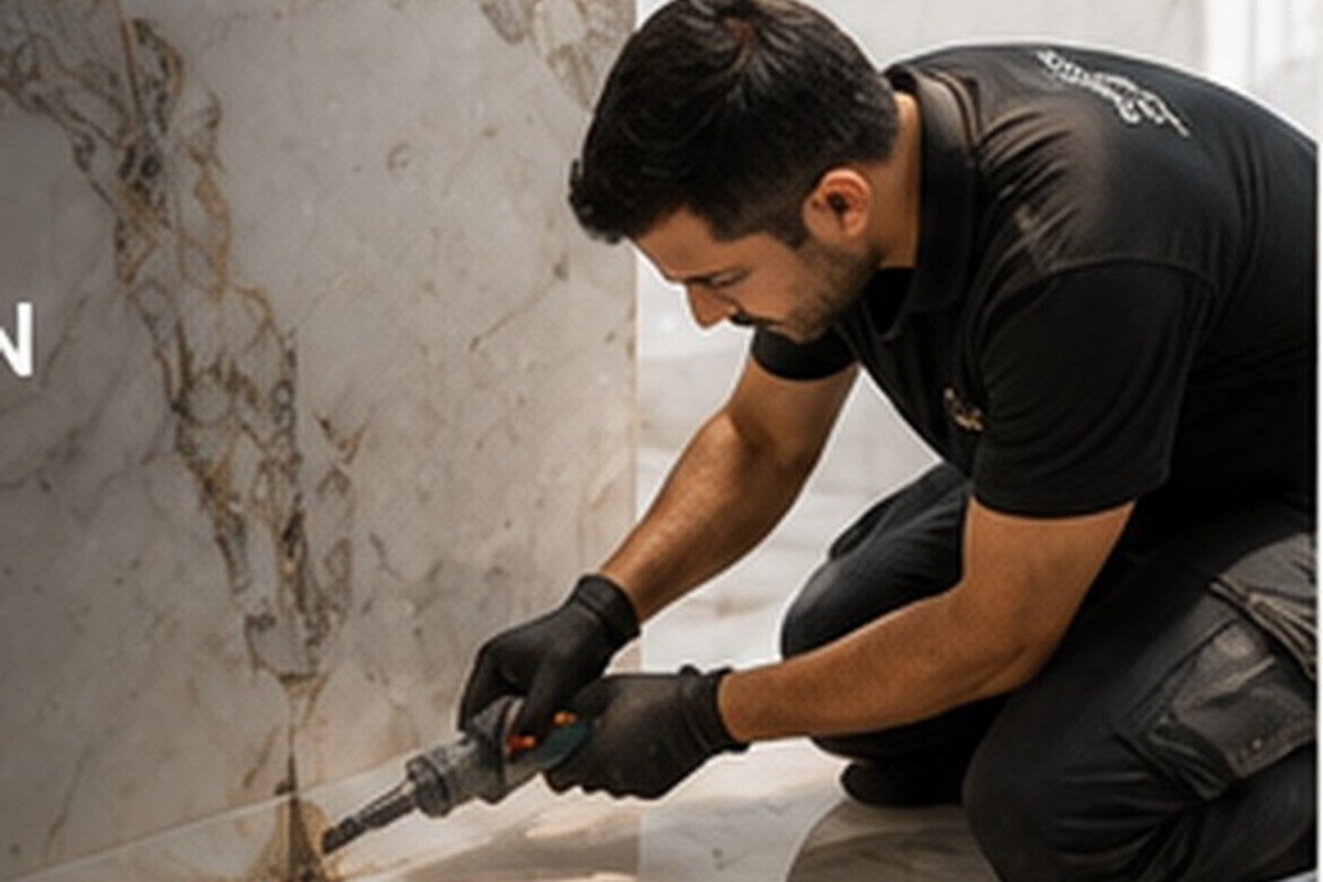 Marble restoration work for a guide comparing polishing with restoration