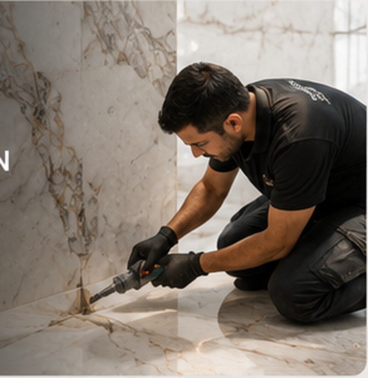 Marble restoration specialist repairing natural stone inside a Dubai property